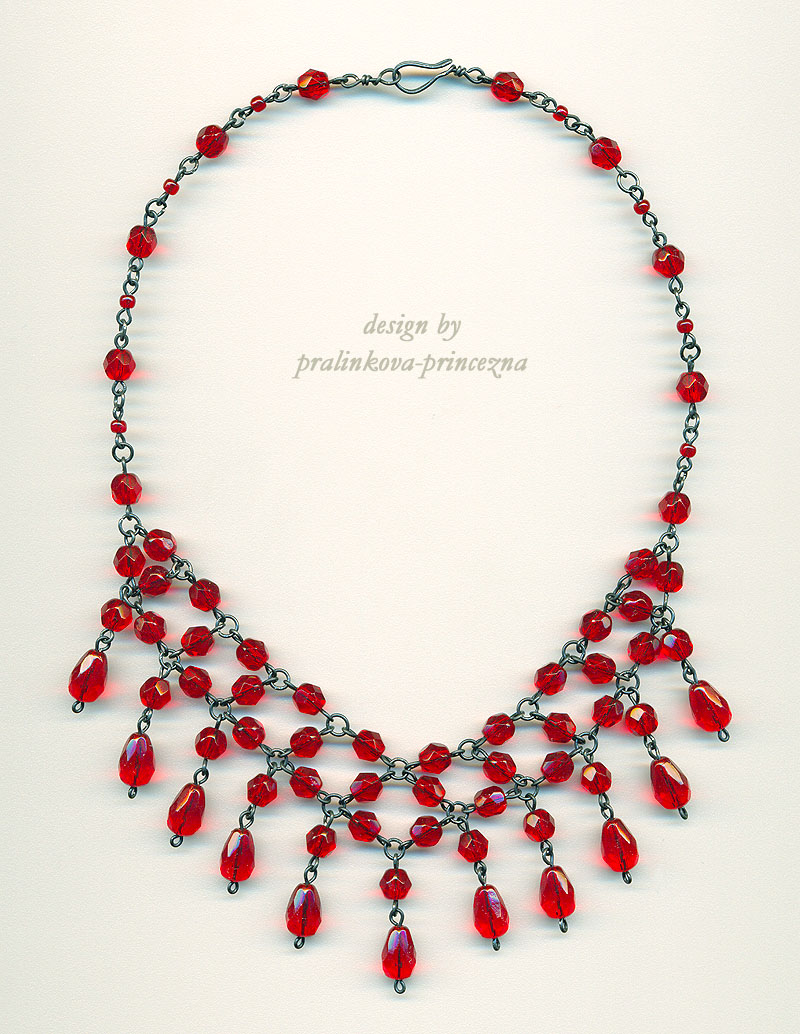 Red waterfall necklace by pralinkova princezna