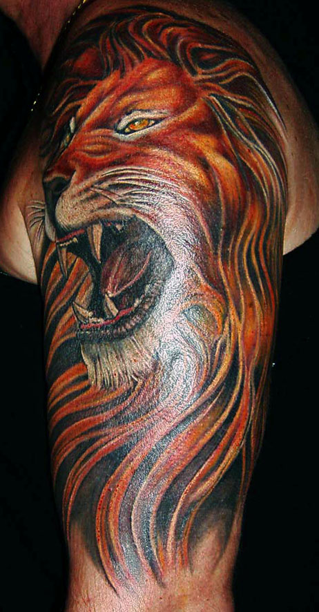 It is possible to obtain simple lion design tattoos, and a single colour 