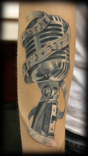 microphone tattoo by ~karolyi
